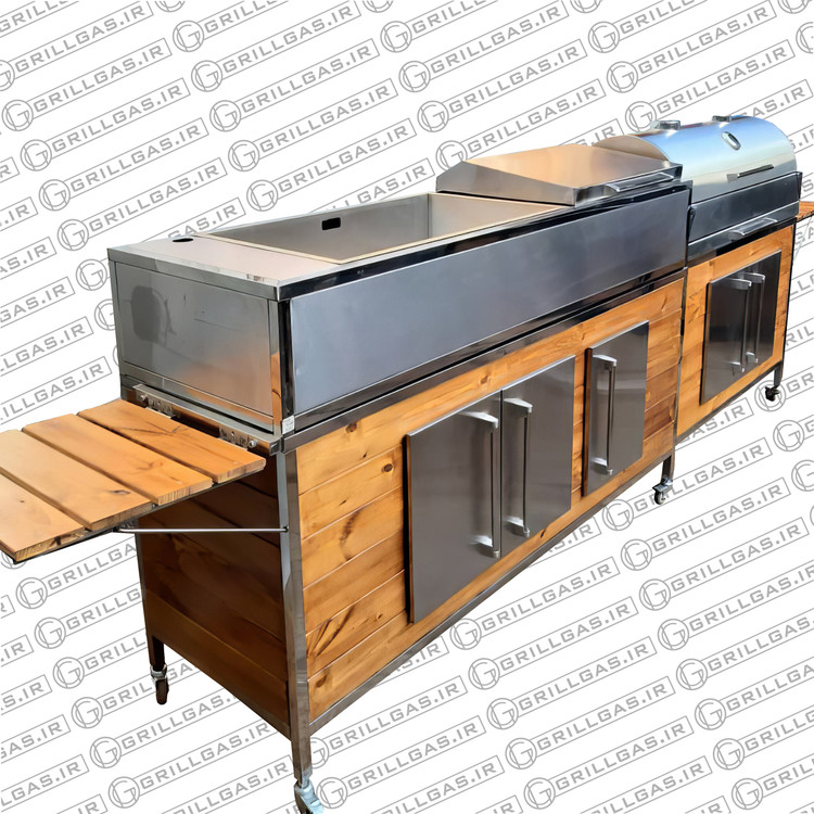 باربیکیو گازی زغالی 250 سانتی متر استیل مدل G250-steel