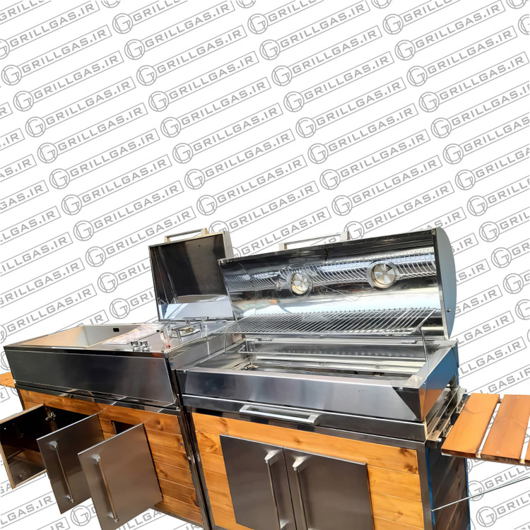 باربیکیو گازی زغالی 250 سانتی متر استیل مدل G250-steel